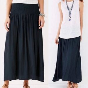 J. Jill Black Wherever Sunburst Pleated Midi Maxi Skirt Size XL Smocked Waist